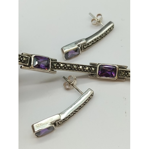 230 - Silver 925 Amethyst Stone and Marcasite 7