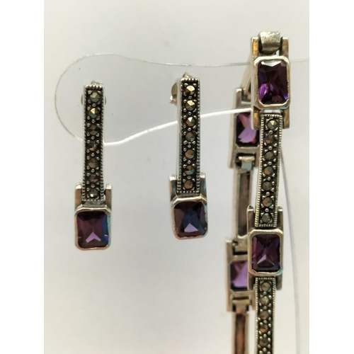 230 - Silver 925 Amethyst Stone and Marcasite 7