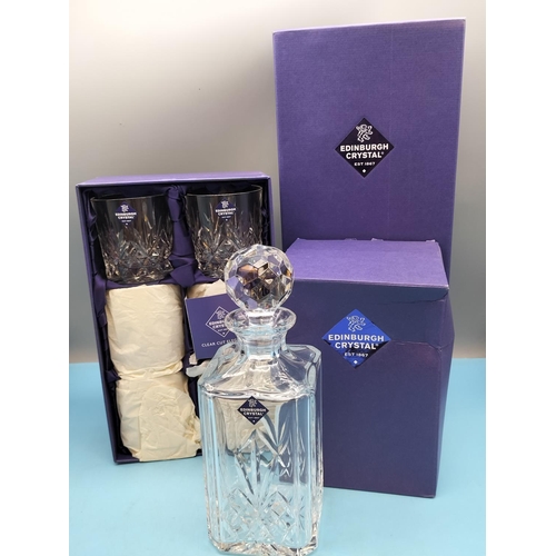 24 - Boxed Edinburgh Crystal 'Tay' Pattern Decanter and Boxed Set of 6 Tumblers.