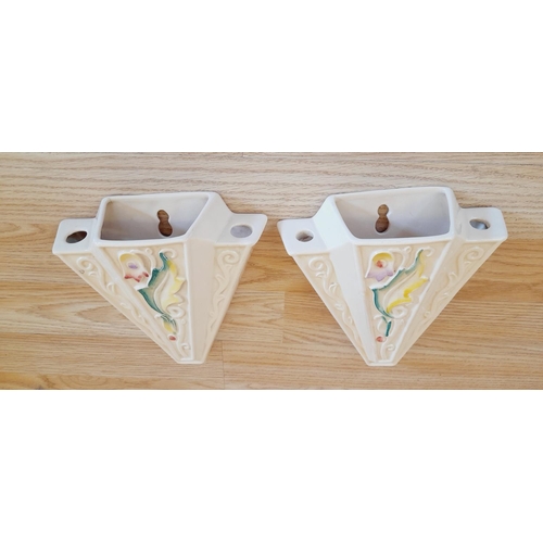 35 - Wade Heath 'Gothic' Wall Pockets (2), Model No 159. 18cm High, 17cm x 6cm.