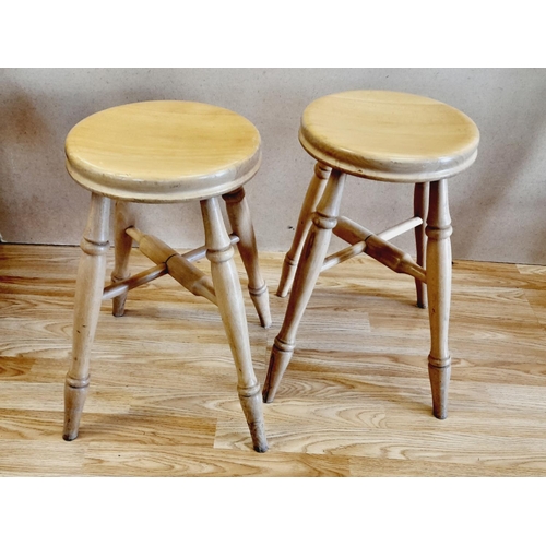 384 - Pair of Wooden Kitchen Stools. 50cm High. Collection Only.