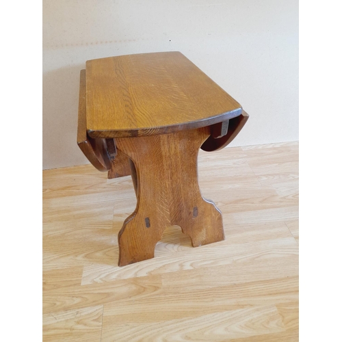 386 - Small Oak Drop Leaf Table. Closed 49cm High, 52cm x 36cm, Open 73cm. Collection Only.