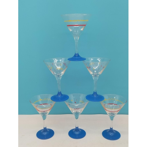 45 - Set of 6 Retro Martini/Cocktail Glasses. 14cm High.