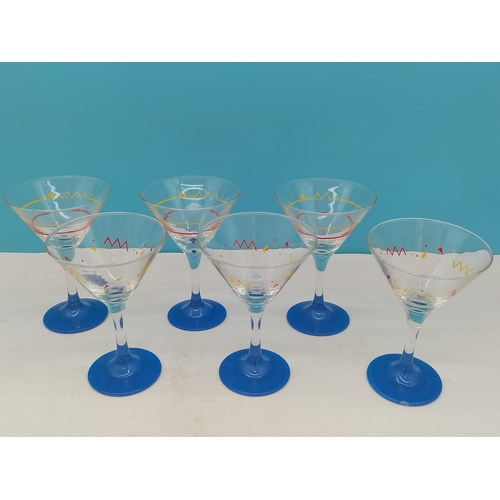 45 - Set of 6 Retro Martini/Cocktail Glasses. 14cm High.