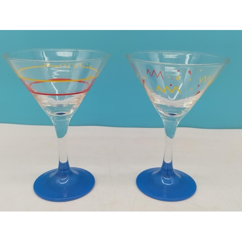 45 - Set of 6 Retro Martini/Cocktail Glasses. 14cm High.