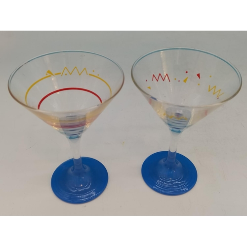45 - Set of 6 Retro Martini/Cocktail Glasses. 14cm High.