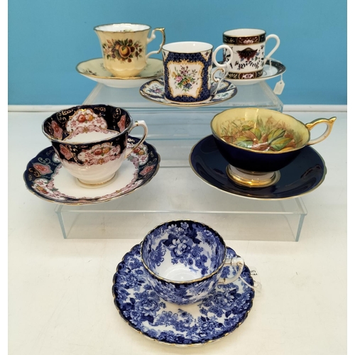 120 - Collection of Cabinet Cups and Saucers (6) to include Royal Worcester, Aynsley, Samuel Radford, Stan... 