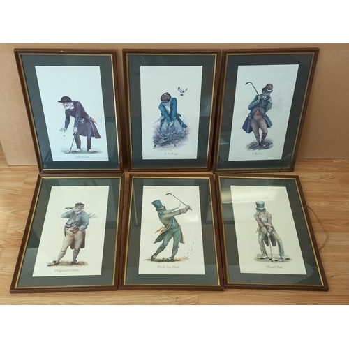 524 - Set of 6 Satirical Golfing Prints. 53cm x 35cm.