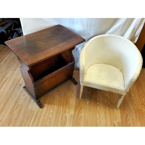 530 - Oak Carved Magazine Rack/Table by Titchmarsh and Goodwin (51cm High, 50cm x 34cm) plus Child's White... 