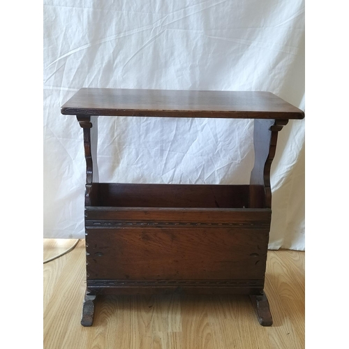 530 - Oak Carved Magazine Rack/Table by Titchmarsh and Goodwin (51cm High, 50cm x 34cm) plus Child's White... 