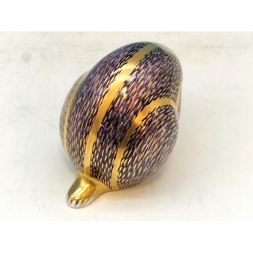 28 - Royal Crown Derby 'Badger' Paperweight, Gold Stopper. 8cm High.