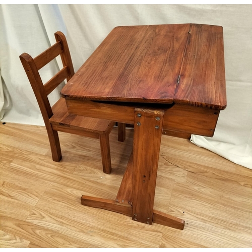 47 - Child's Wooden Desk with Hinged Lid (60cm High, 55cm x 45cm) plus Chair. Collection Only.