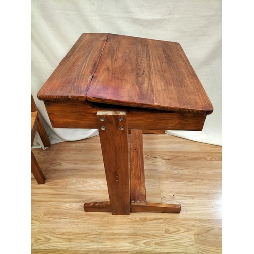 47 - Child's Wooden Desk with Hinged Lid (60cm High, 55cm x 45cm) plus Chair. Collection Only.