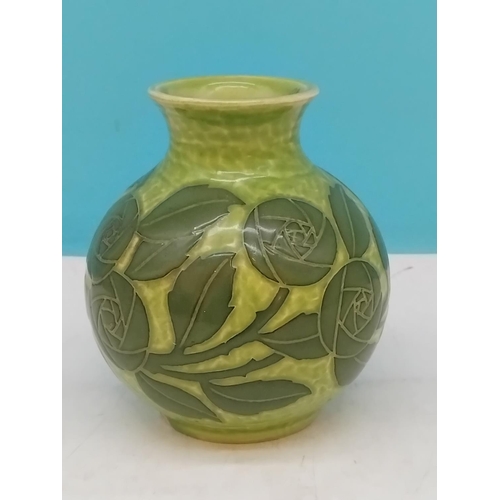 30 - Gustavsberg Sgraffito Art Nouveau Green on Green Floral Decorated 12cm Vase by Josef Ekberg. Signed ... 