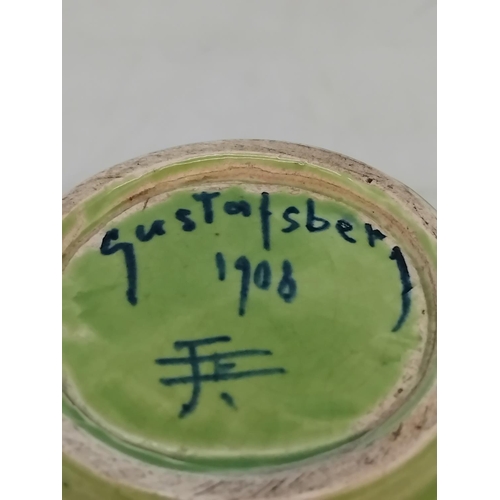 30 - Gustavsberg Sgraffito Art Nouveau Green on Green Floral Decorated 12cm Vase by Josef Ekberg. Signed ... 