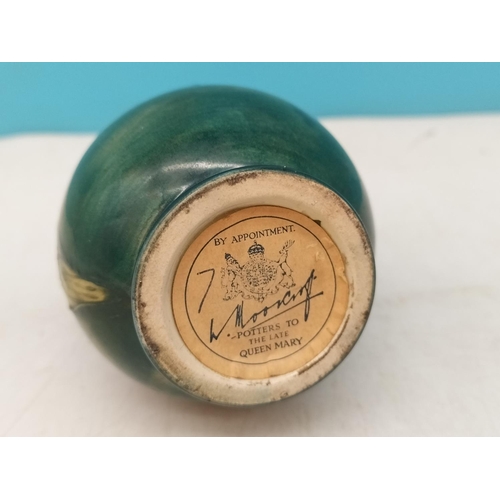 49 - Moorcroft 9cm Vase in the 'Orchid' Pattern on Green Ground.