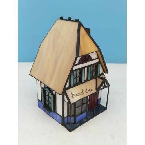 103 - Tiffany Style 'General Store' Lamp Shade. 18cm High, 12cm x 11cm.