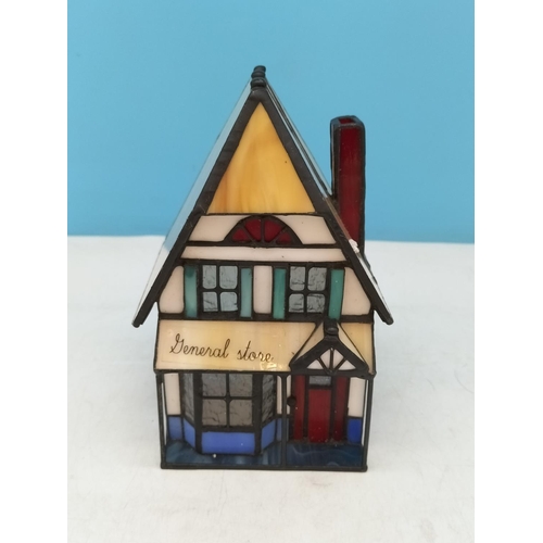 103 - Tiffany Style 'General Store' Lamp Shade. 18cm High, 12cm x 11cm.