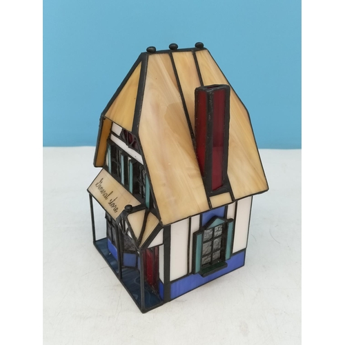 103 - Tiffany Style 'General Store' Lamp Shade. 18cm High, 12cm x 11cm.