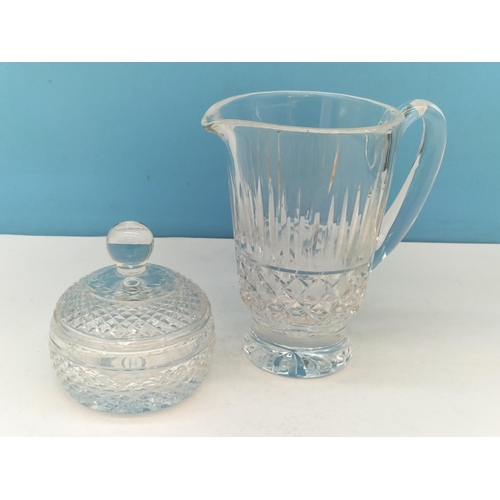 104 - Waterford Crystal Pitcher in the 'Maeve' Pattern plus a Glendore Pattern Candy Dish.