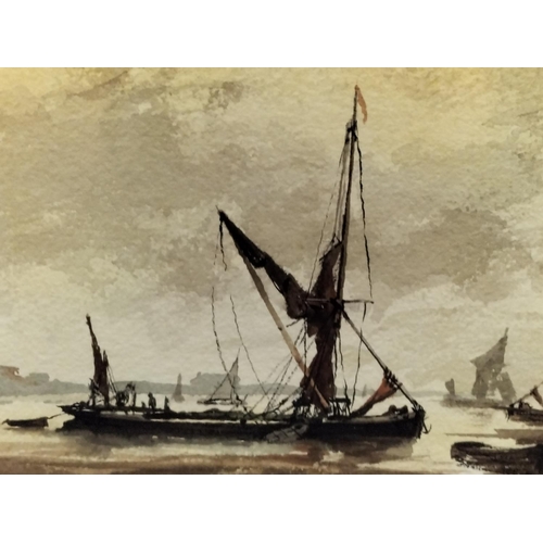 128 - Framed and Mounted L.G. Kersley Watercolour Showing a Beach/Harbour Scene. 44cm x 36cm.