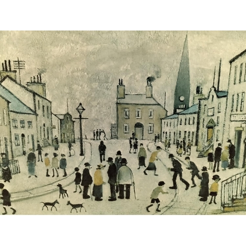 131 - Framed and Mounted L.S.Lowry Print 'A Lancashire Village' 55cm x 42cm. Collection Only.
