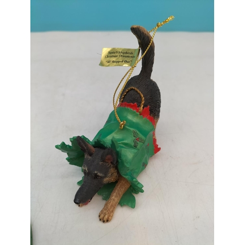 145 - Danby Mint 'German Shepherd' Christmas Tree Ornaments (5). One A/F to Tail.