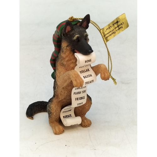 145 - Danby Mint 'German Shepherd' Christmas Tree Ornaments (5). One A/F to Tail.