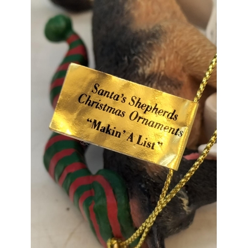 145 - Danby Mint 'German Shepherd' Christmas Tree Ornaments (5). One A/F to Tail.