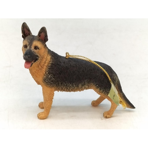 145 - Danby Mint 'German Shepherd' Christmas Tree Ornaments (5). One A/F to Tail.