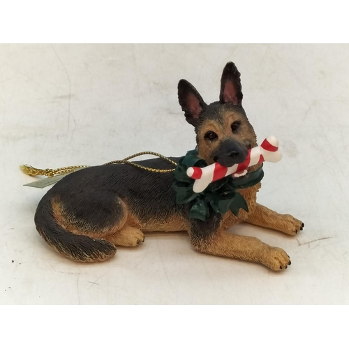 145 - Danby Mint 'German Shepherd' Christmas Tree Ornaments (5). One A/F to Tail.