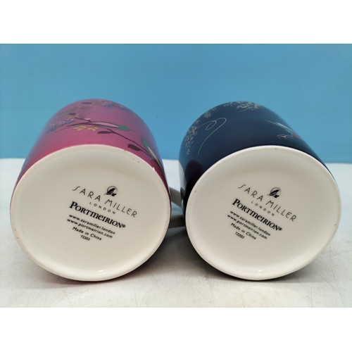 157 - Boxed Sara Miller for Portmeirion Set of 4 Mugs.