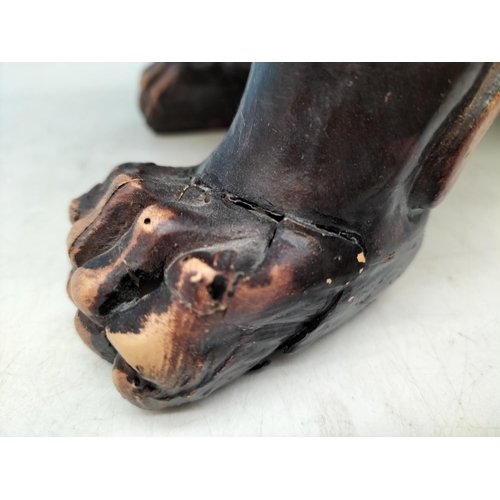 61 - Large Pair of Resin Foo Dogs. 29cm High, 27cm x 17cm. Damage to One Foot.