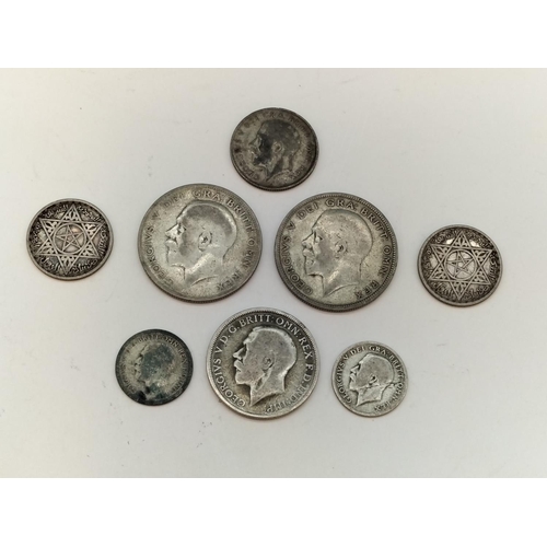 86 - Collection of Pre 1947 .500 Silver Coins (49 Grams) plus 2 x .750 Silver Moroccan 100 Francs Coins (... 