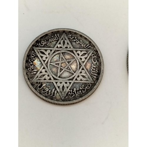 86 - Collection of Pre 1947 .500 Silver Coins (49 Grams) plus 2 x .750 Silver Moroccan 100 Francs Coins (... 