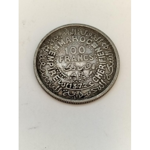 86 - Collection of Pre 1947 .500 Silver Coins (49 Grams) plus 2 x .750 Silver Moroccan 100 Francs Coins (... 