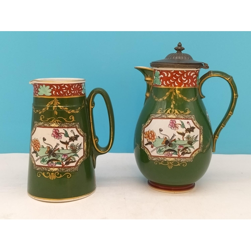 95 - c1900 Ashworths Ironstone Jugs (2), One Lidded. Tallest 25cm has Hairline Crack.