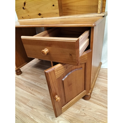 121 - Pine Dressing Table with Side Drawer Over Cupboard and Removeable Three Drawer Top Section plus a Se... 
