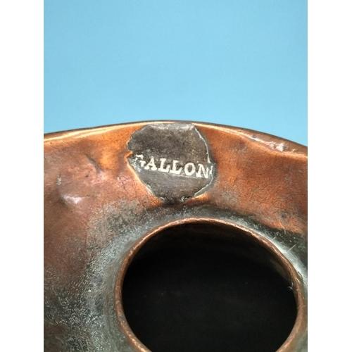 115 - Victorian Copper 1 Gallon Haystack Jug. 27cm Tall.