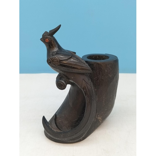 124 - Bakelite 15cm Spill Vase with Foo Bird Decoration.