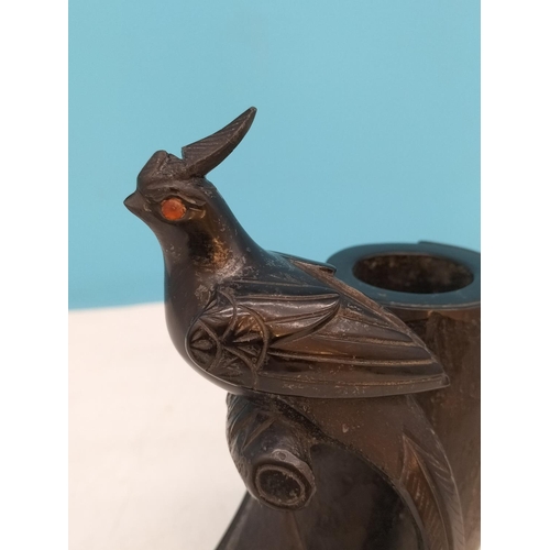 124 - Bakelite 15cm Spill Vase with Foo Bird Decoration.