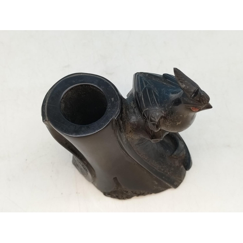 124 - Bakelite 15cm Spill Vase with Foo Bird Decoration.