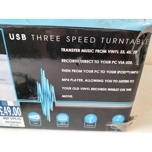 133 - Prolectrix Three Speed USB Turntable W/O. Boxed As New but Box Tatty.