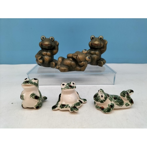 135 - Collection of Frog Figures to include Pilot, Fireman, and Dentist plus Squat Frogs to include Cowboy... 