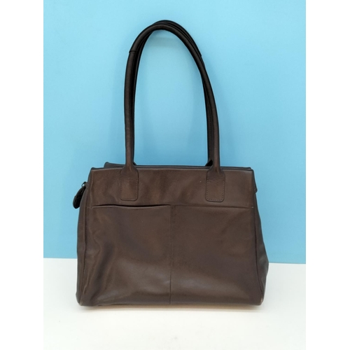 140 - Brown Leather Radley Handbag. 25cm High, 30cm x 11cm.