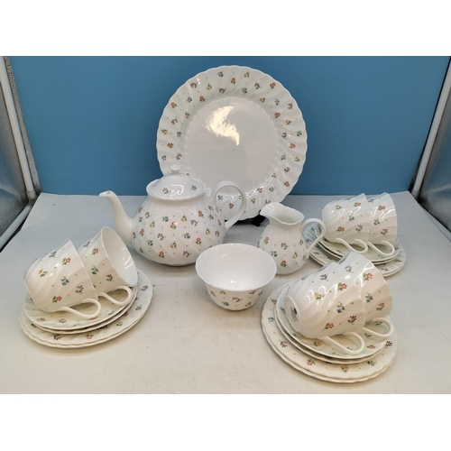 62 - Wedgwood China 22 Piece Part Tea Set in the 'Cascade' Pattern to include Teapot, Milk Jug, Sugar Bow... 