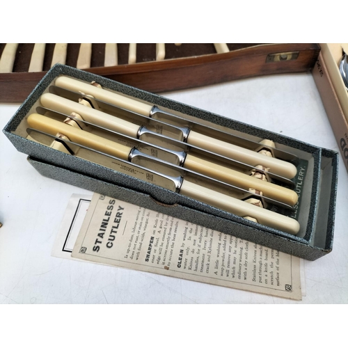 63 - Collection of 6 x Cased Cutlery Sets to include John Turton Set of Knives.