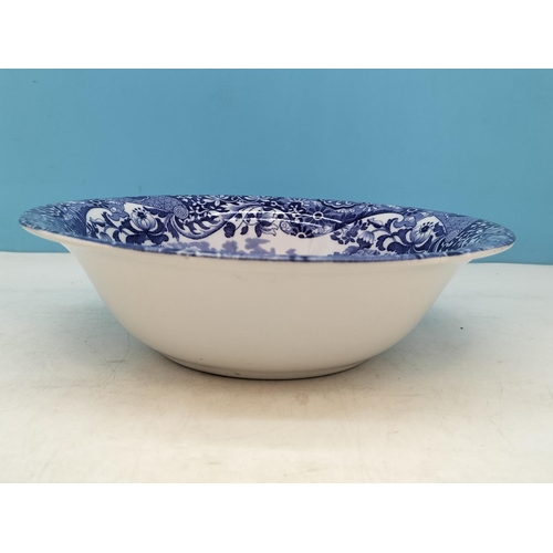108 - 3 Pieces of Blue and White China to include Copeland Spode 'Italian' Bowl 7cm High, 24cm Diameter.
