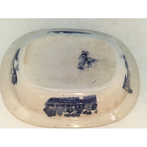 108 - 3 Pieces of Blue and White China to include Copeland Spode 'Italian' Bowl 7cm High, 24cm Diameter.