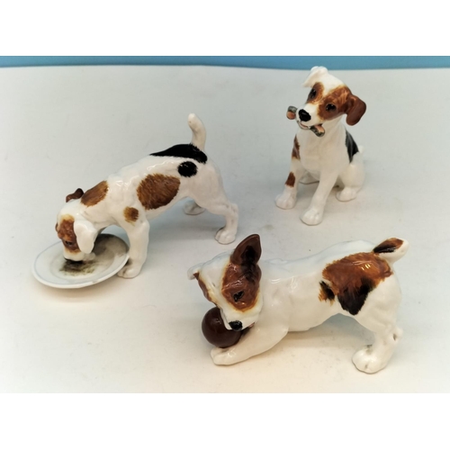 113 - Royal Doulton Jack Russell Figures (3) to include HN1159, HN 1158 (Slight Nibble to Saucer Rim) and ... 